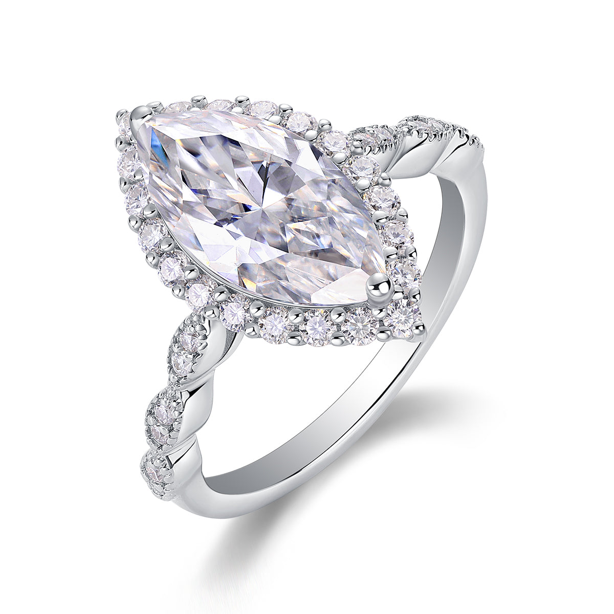 Marquise Moissanite Ring - S925 Sterling Silver Platinum-Plated
