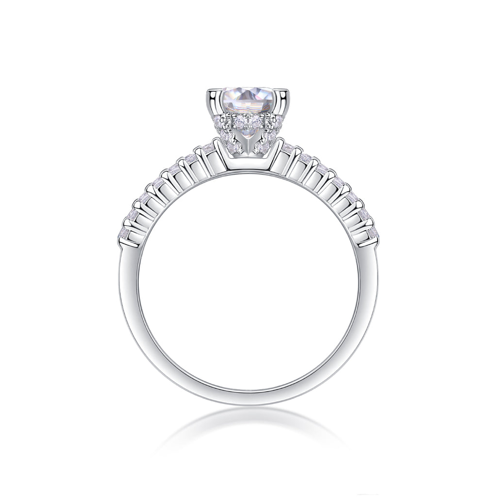 Arrange Moissanite Solitaire Ring — 1ct, S925 Sterling Silver, Platinum-Plated