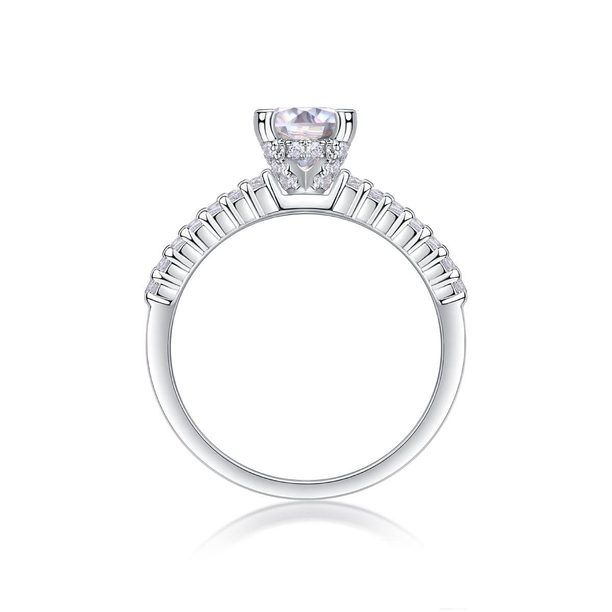 Arrange Moissanite Solitaire Ring — 1ct, S925 Sterling Silver, Platinum-Plated