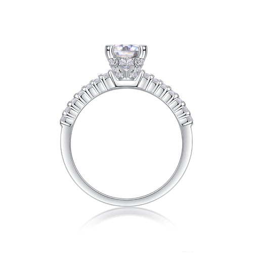 Arrange Moissanite Solitaire Ring — 1ct, S925 Sterling Silver, Platinum-Plated
