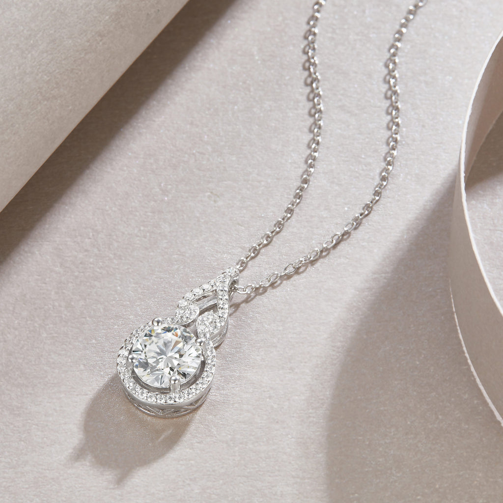 2 Carat Moissanite Necklace - S925 Sterling Silver Platinum-Plated with Chain