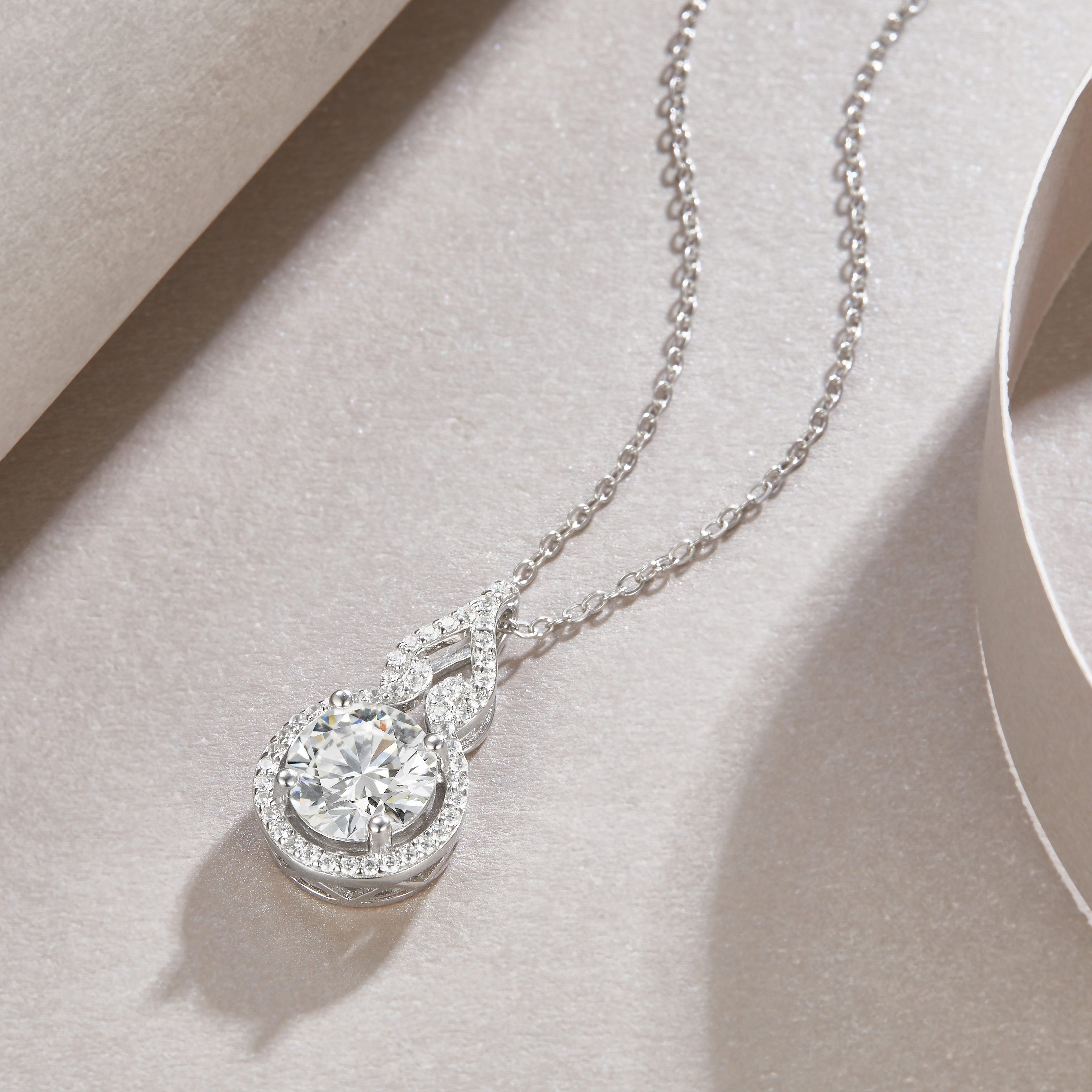 2 Carat Moissanite Necklace - S925 Sterling Silver Platinum-Plated with Chain