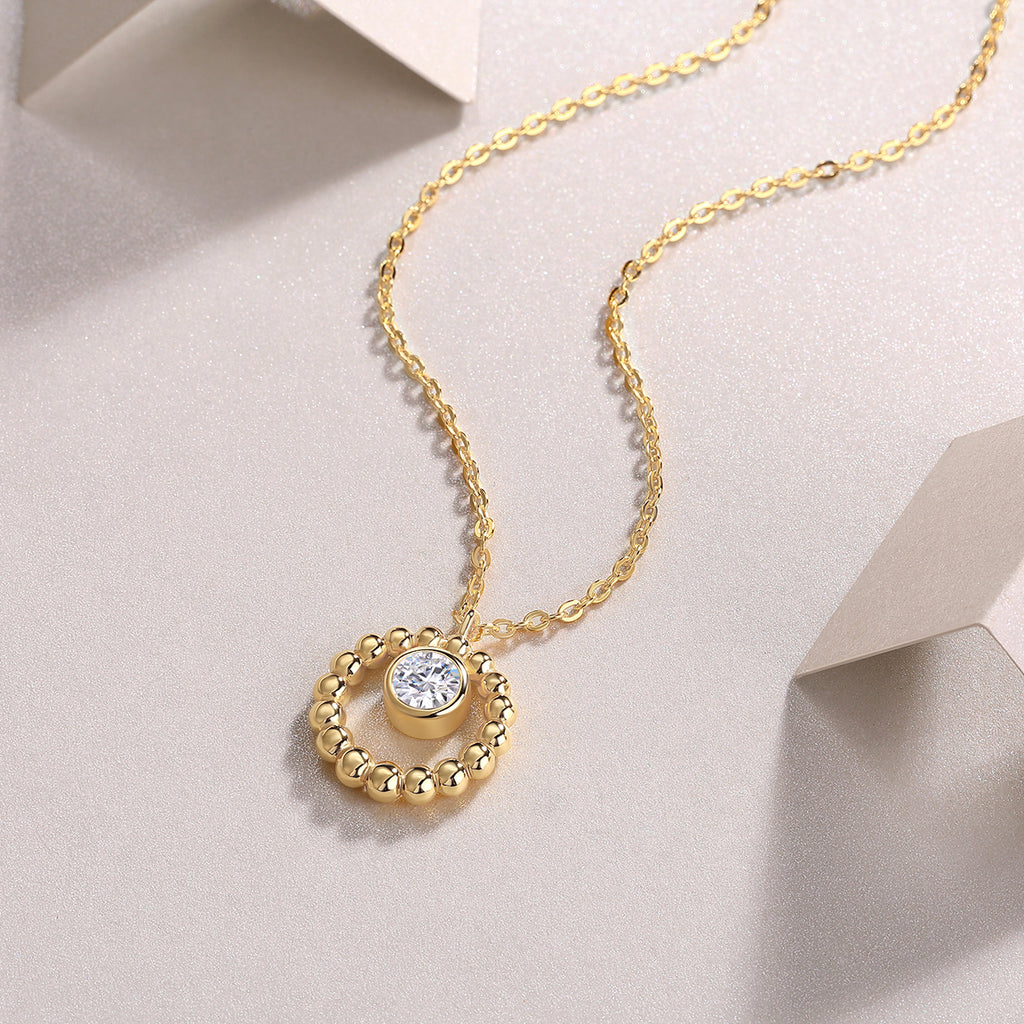 Moon Pearl Moissanite Pendant Necklace - 0.5 Carat S925 Sterling Silver