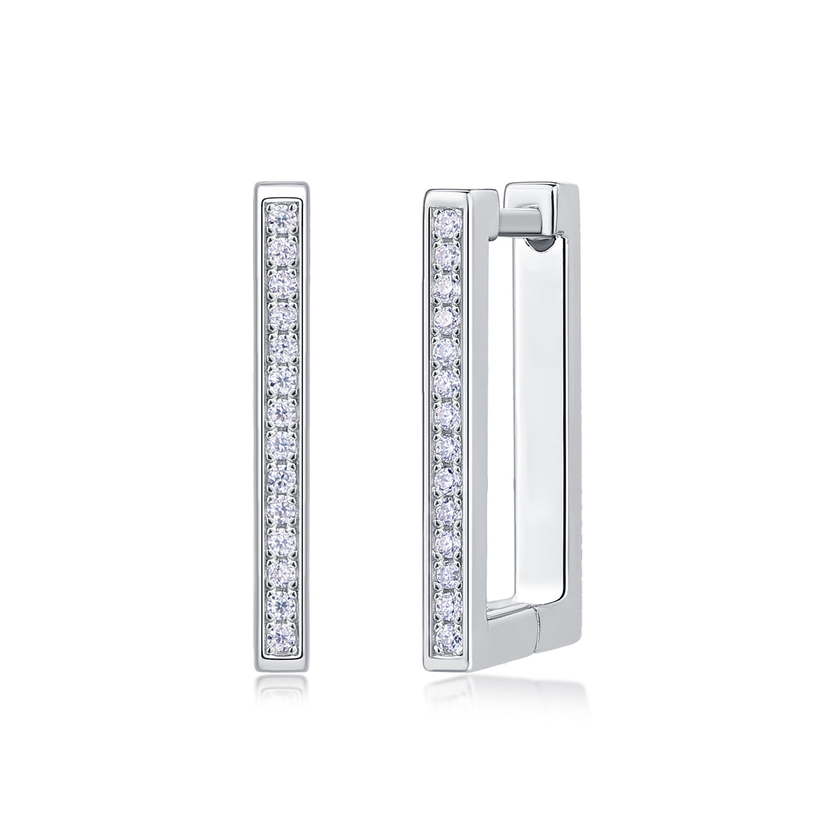 Moissanite Stud Earrings - S925 Sterling Silver Platinum-Plated (Pair)