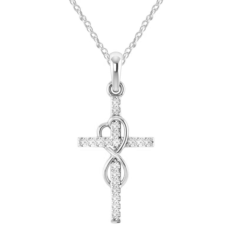 Alloy Pendant with Diamond and Cross Necklace