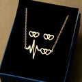 Heartbeat ECG Stainless Steel Jewelry Set
