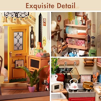 Happy Kitchen Miniature Dollhouse with LED Light