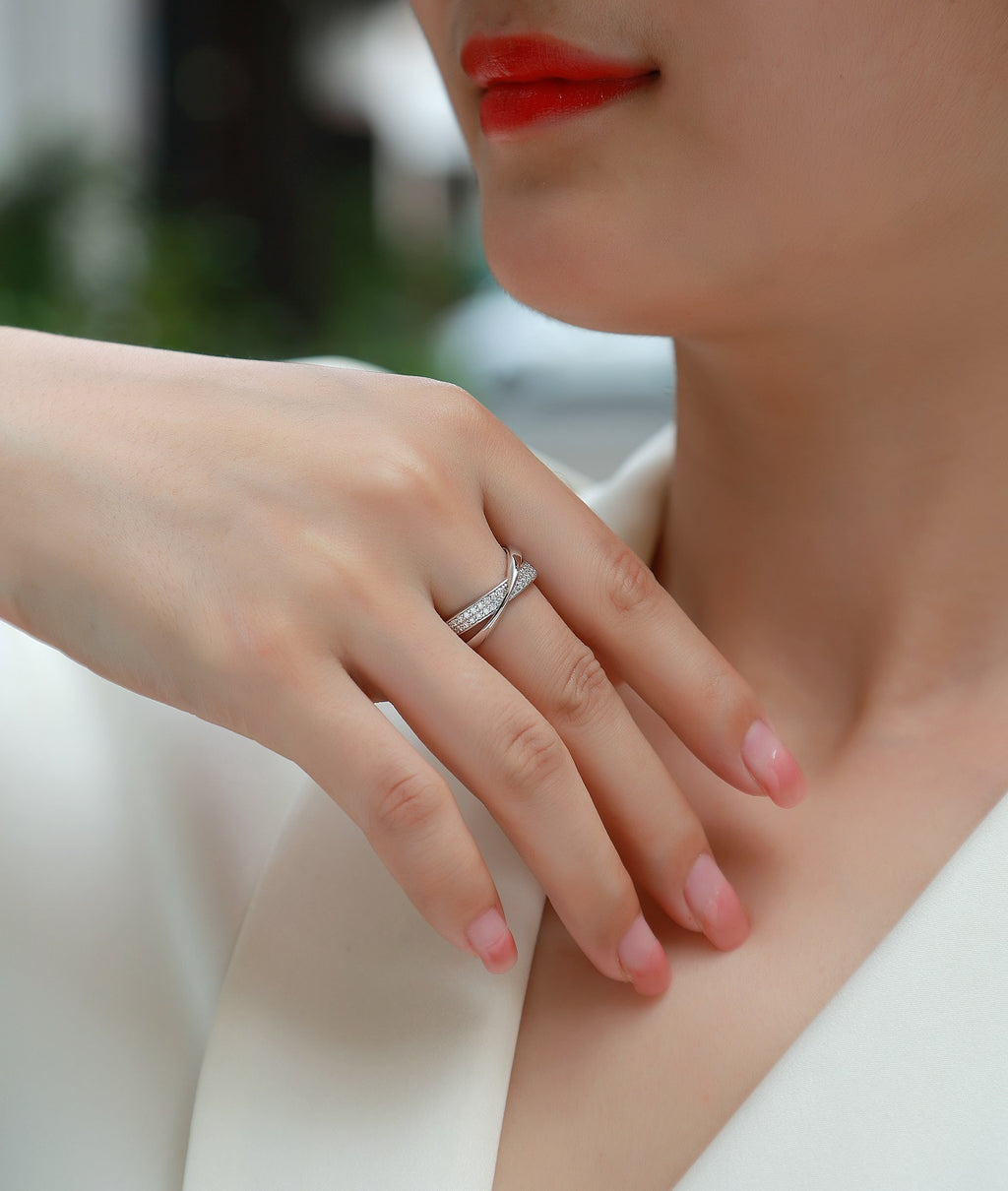 Wrap-Around Moissanite Sterling Silver Ring