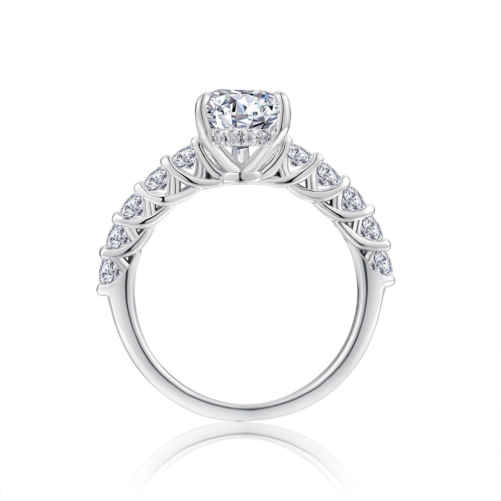 Moonlight Water Drop Pear Moissanite Bezel Ring – S925 Sterling Silver, Platinum Plated