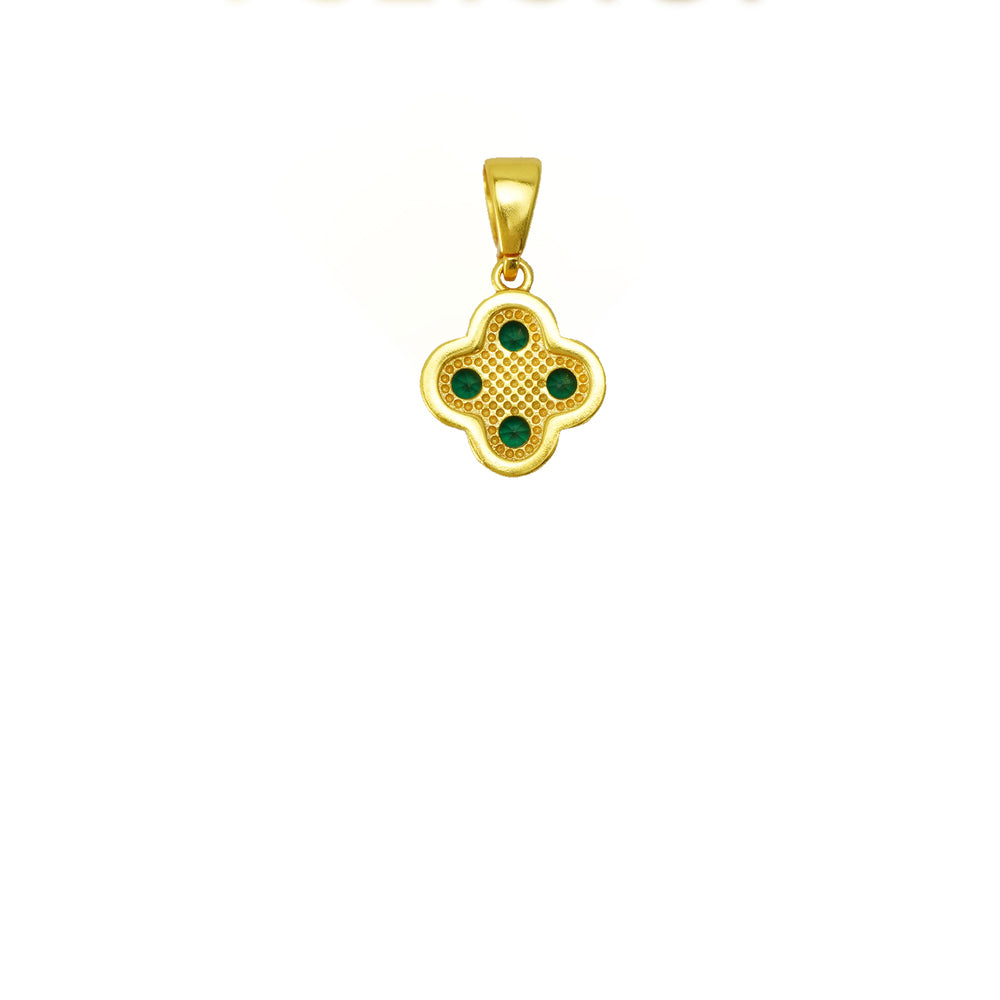 Green Four Leaf Clover 24K Gold Necklace
