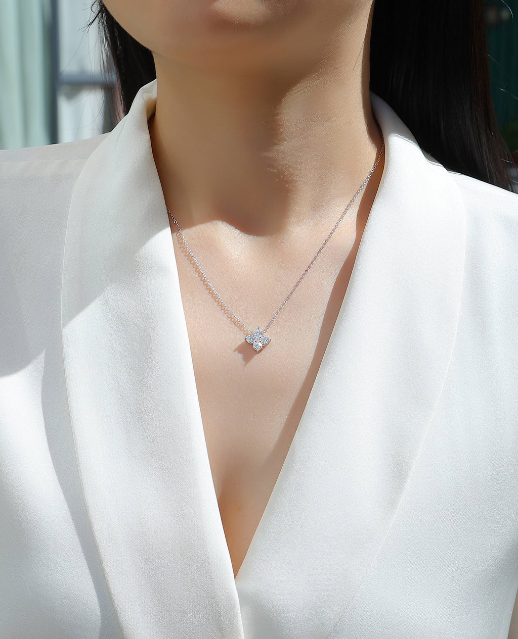 0.3 Carat Moissanite Necklace - S925 Sterling Silver Platinum-Plated with Chain