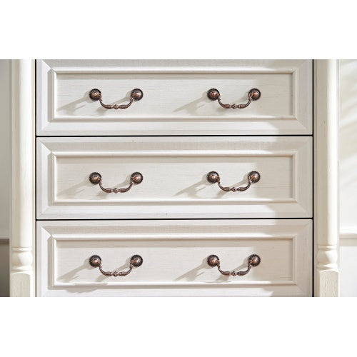Farmhouse 5-Drawer Dresser - Rustic Walnut Chest with Wooden Base & Antique Pulls