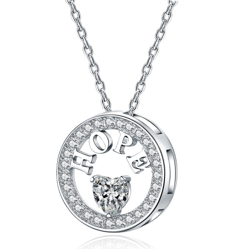 Hope Pendant Necklace - 925 Sterling Silver with 5A Cubic Zirconia
