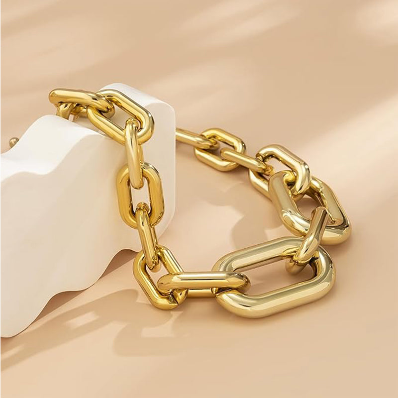 Chunky Gold Chain Link Choker Necklace