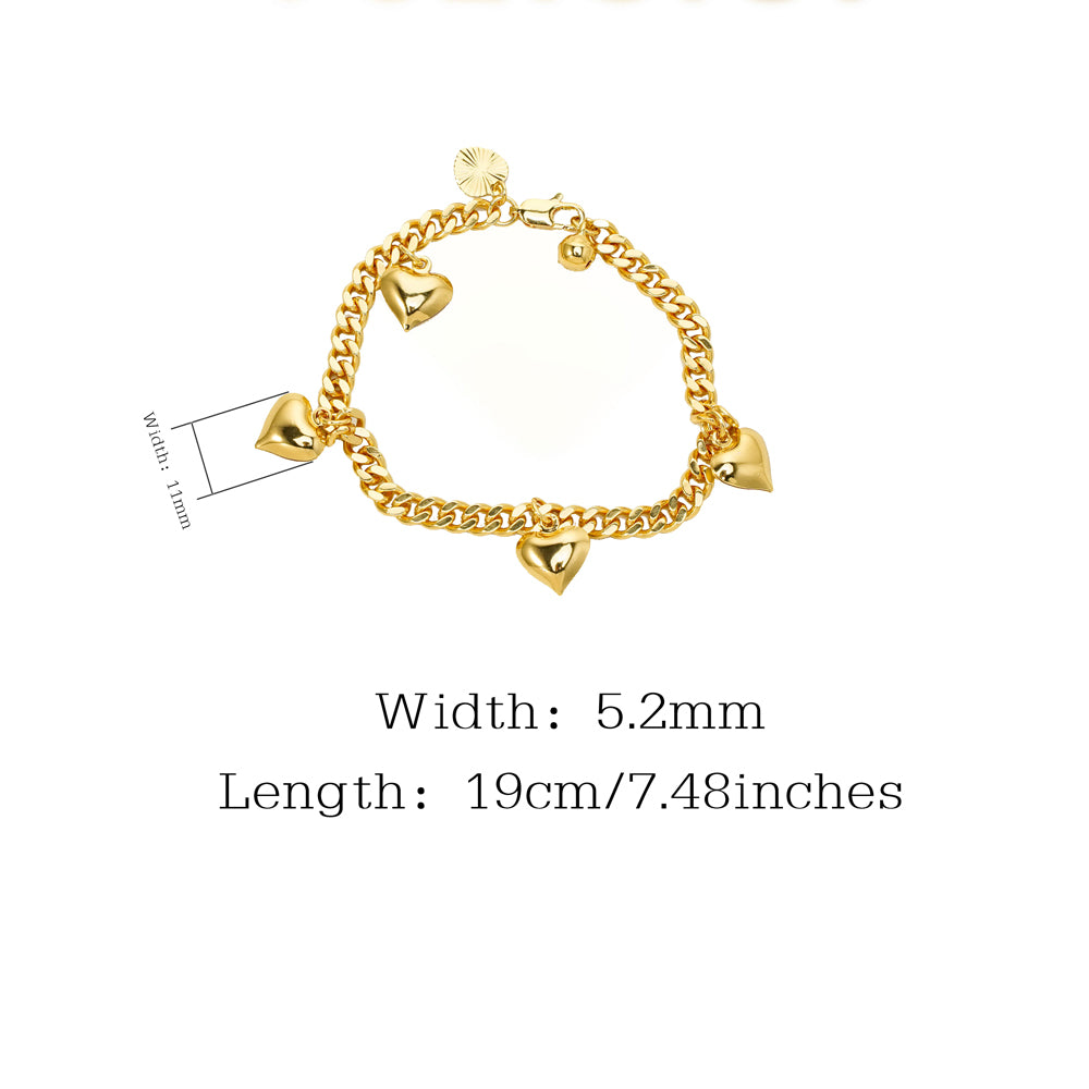 Multi Heart 24K Gold Filled Bracelet