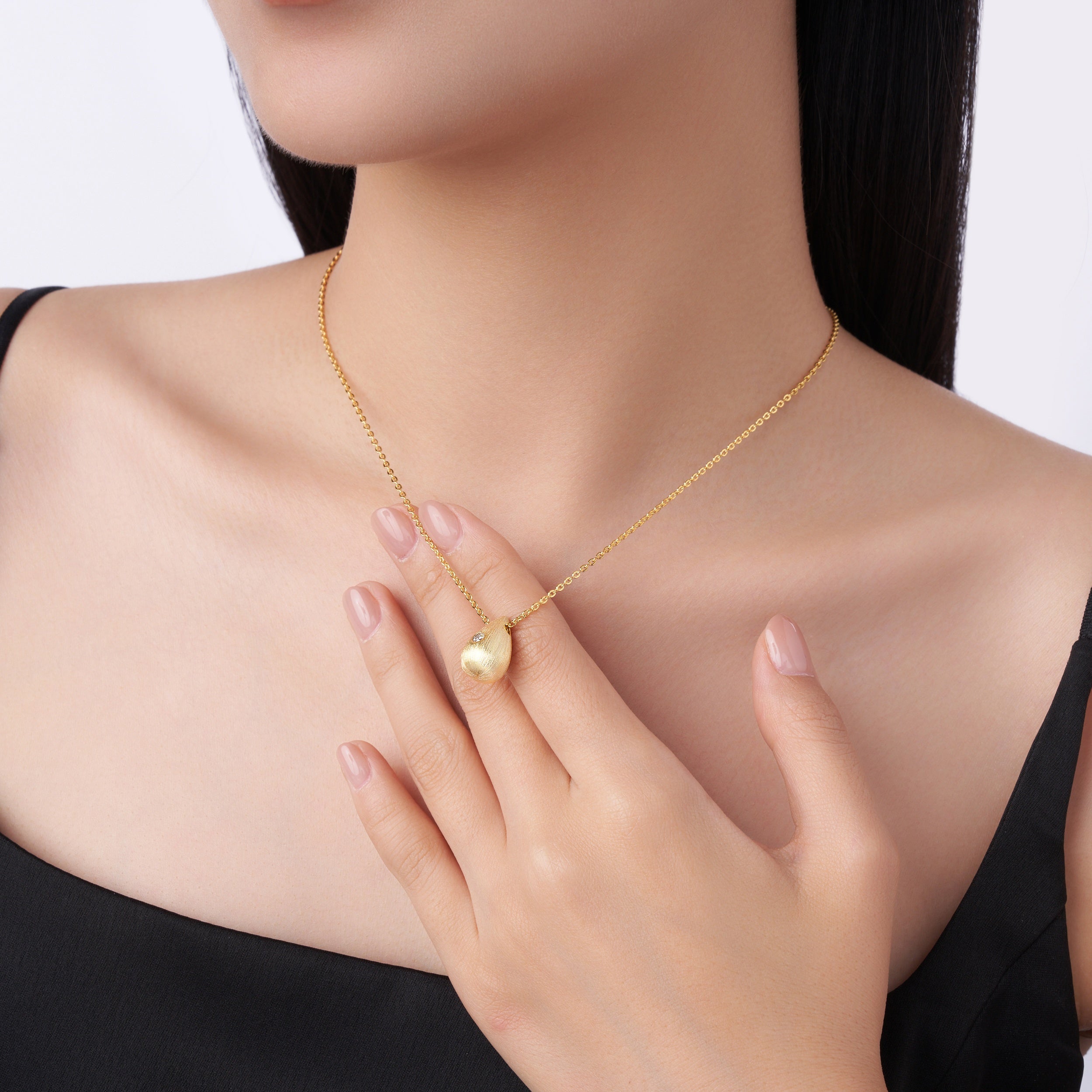 Moissanite Water Drop Gold Plated Necklace