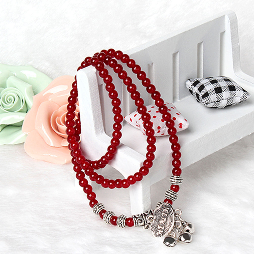 Red Agate Beaded Good Luck Bracelet