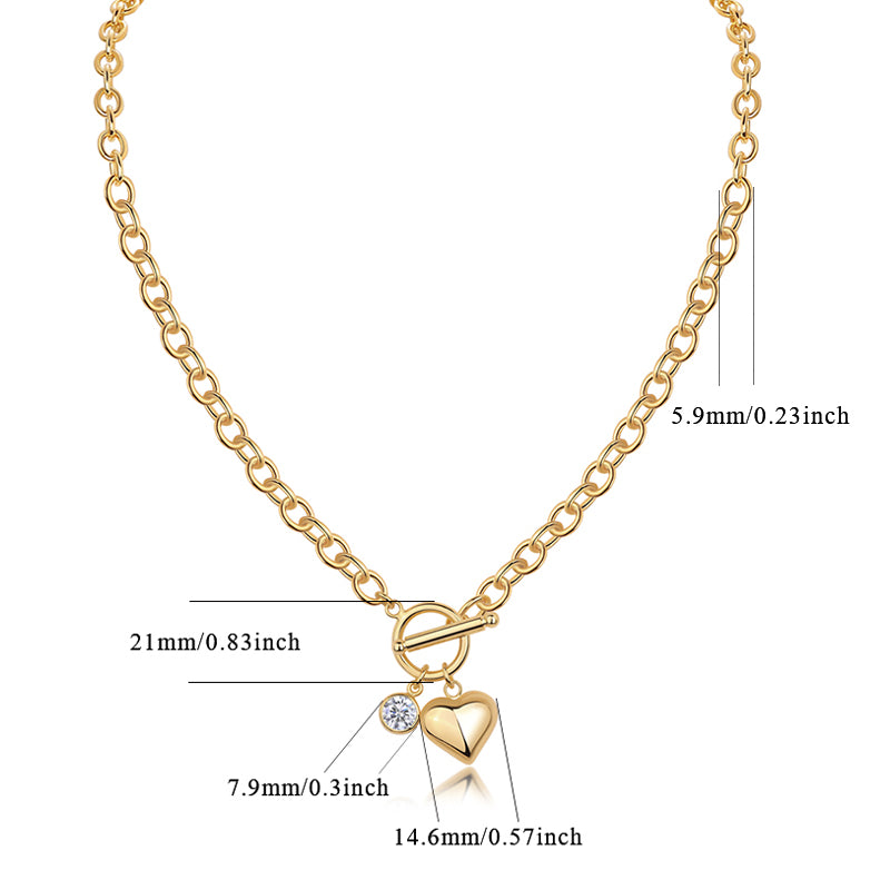 2 Carat Moissanite Heart Toggle Necklace