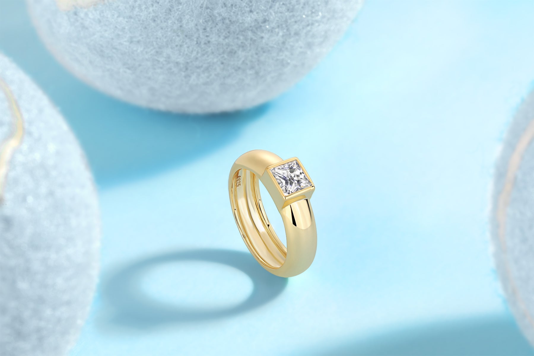 Square Moissanite Sterling Silver Ring