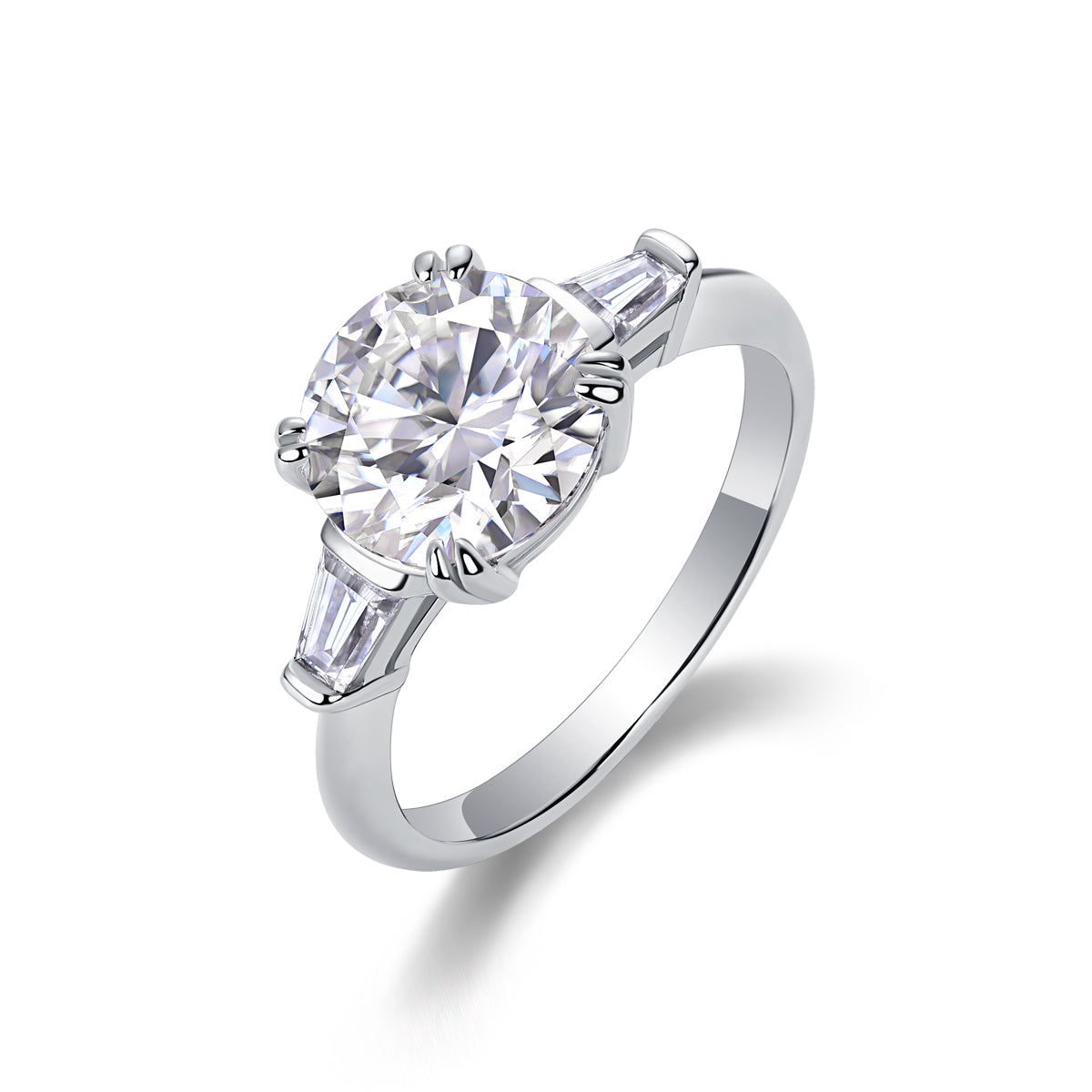 Shining Step by Step 3-Carat Moissanite Ring – S925 Sterling Silver with Platinum Plating