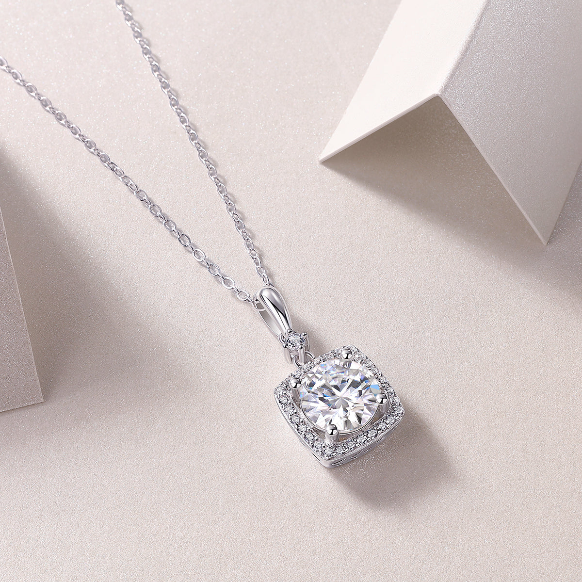 2 Carat Moissanite Necklace - S925 Sterling Silver Platinum-Plated with Chain