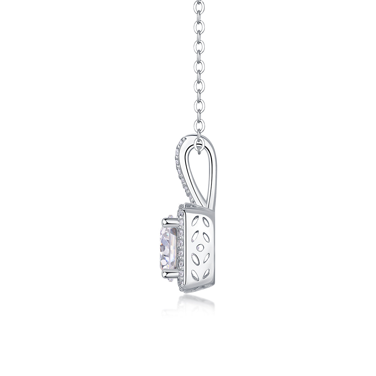 2-Carat Moissanite Square Pendant – S925 Sterling Silver with Platinum Plating
