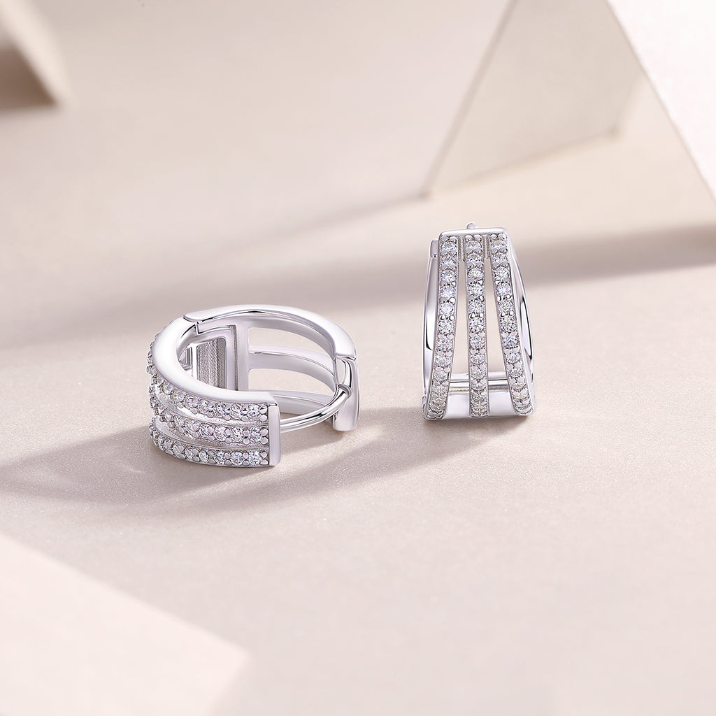 Inlaid Moissanite Sterling Silver Stud Earrings