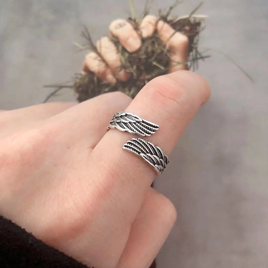 Silver Angel Wings Ring