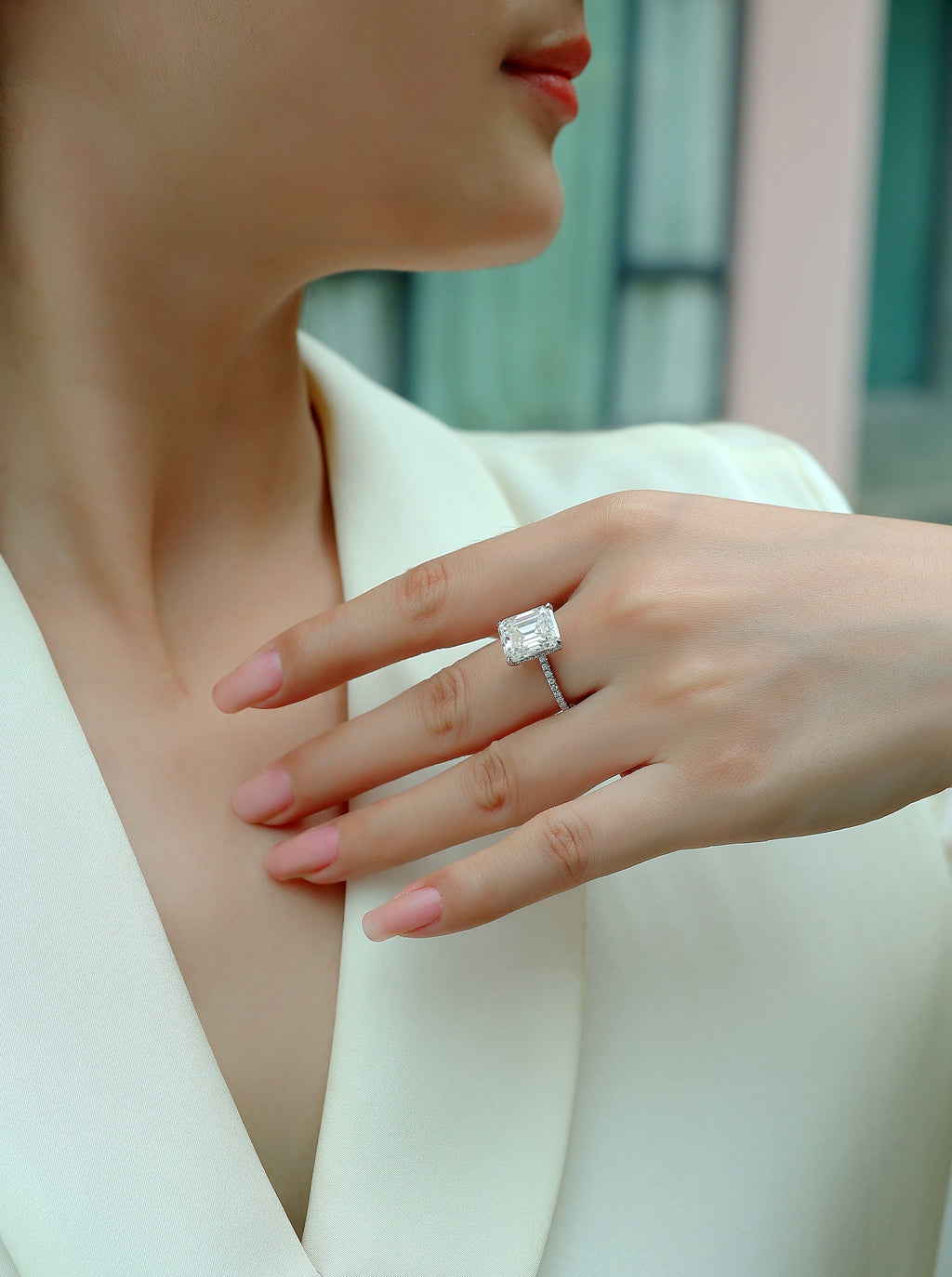 Emerald Cut Moissanite Ring - S925 Sterling Silver