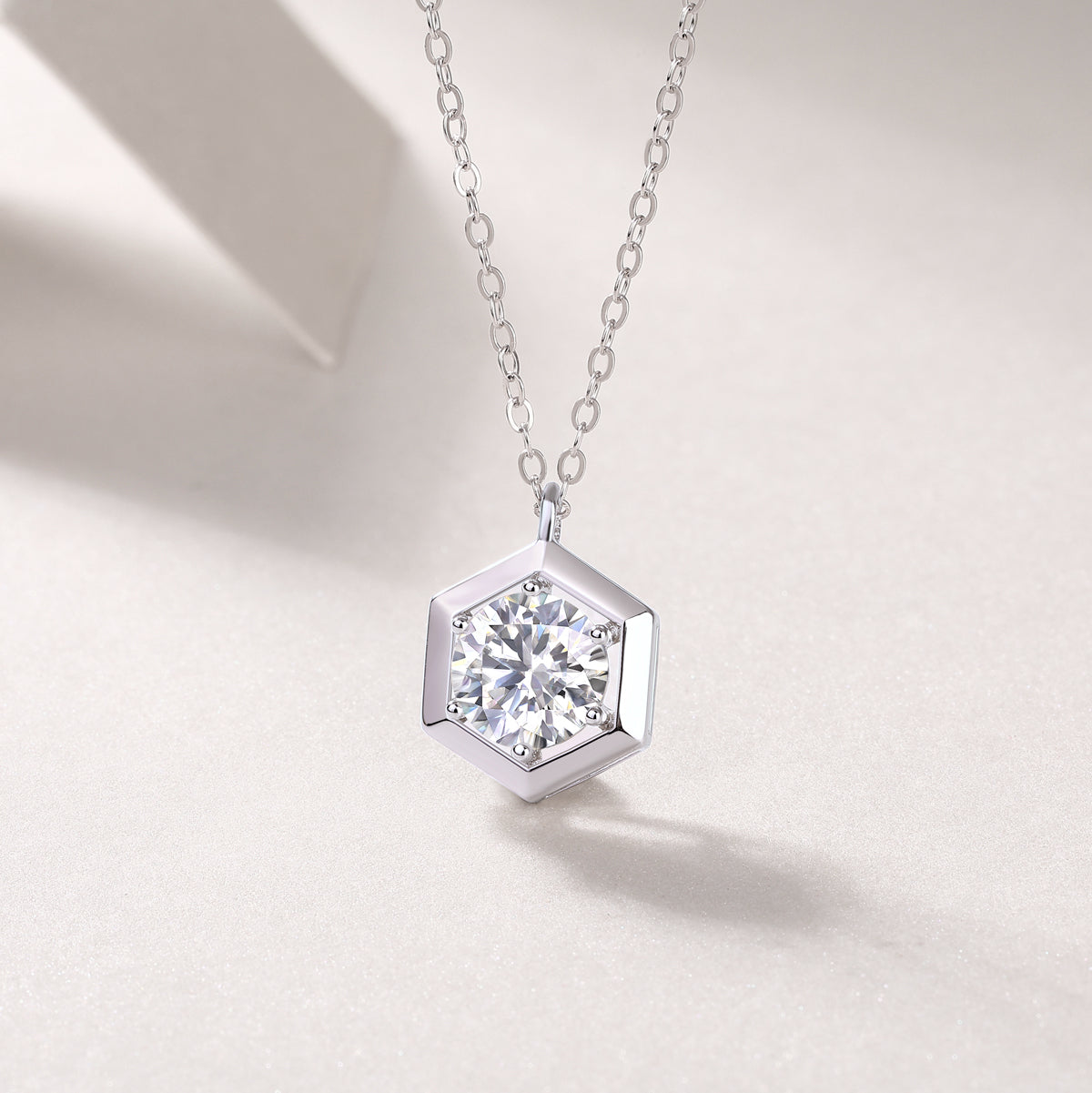 1 Carat Moissanite Necklace - S925 Sterling Silver with Chain