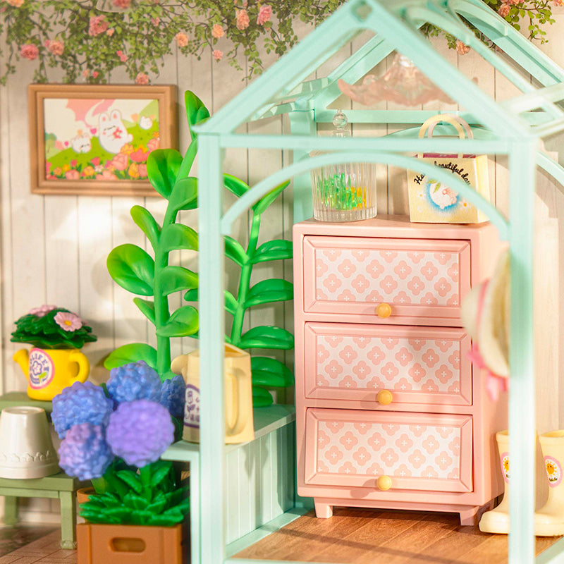 Robotime Blooming Tea Garden Miniature Kit - DIY Dollhouse
