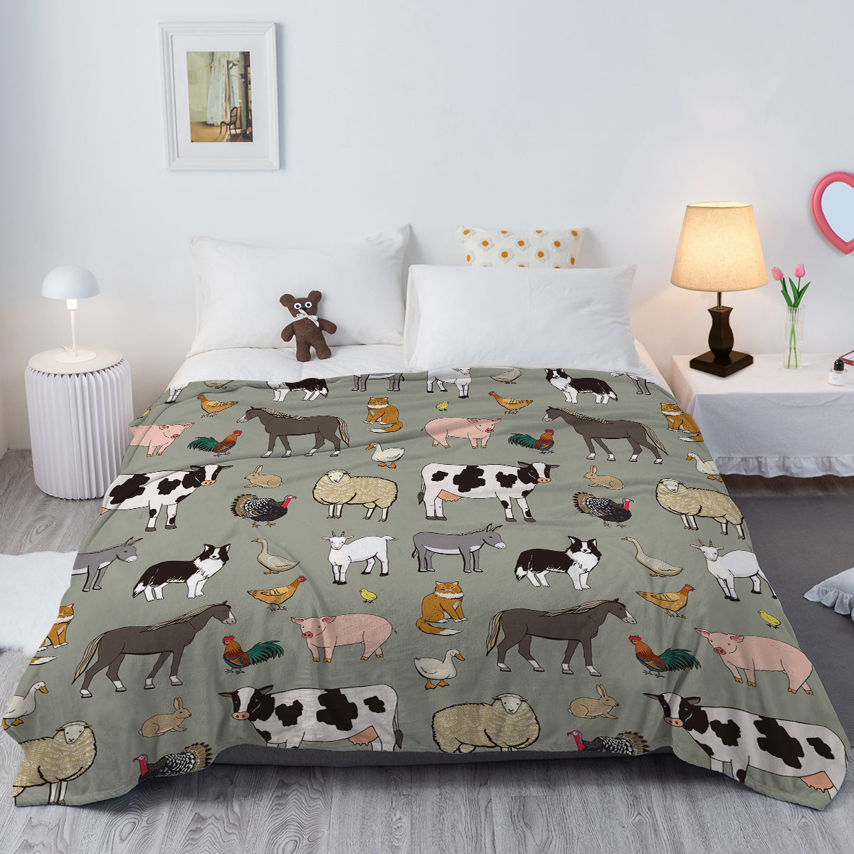 Farm Animal Fleece Throw Blanket - Soft Flannel Blanket