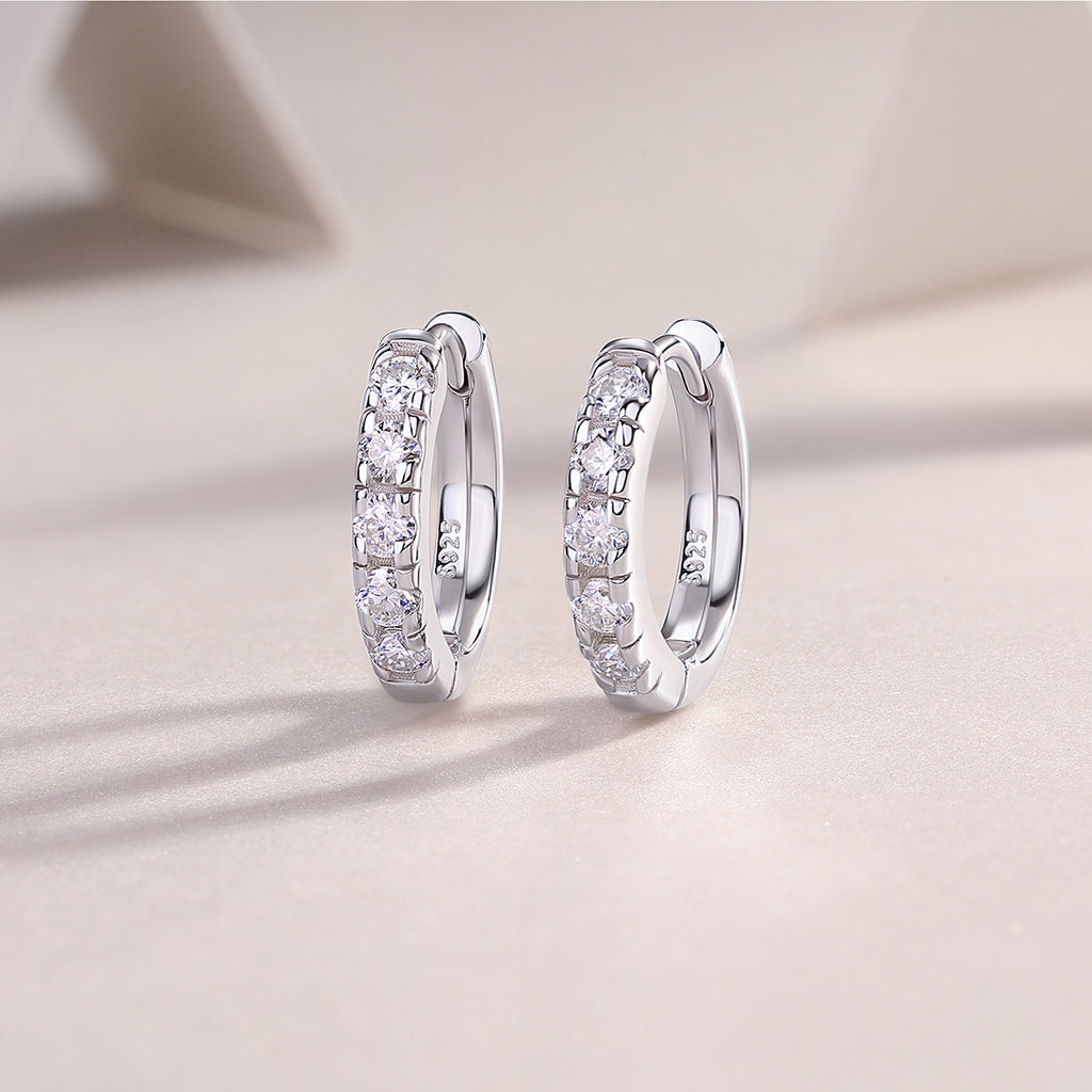 Moissanite Stud Earrings - S925 Sterling Silver Platinum-Plated (Pair)