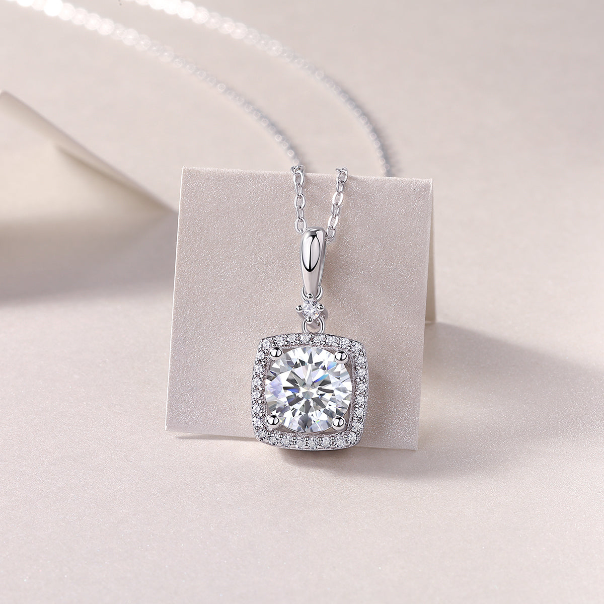 2 Carat Moissanite Necklace - S925 Sterling Silver Platinum-Plated with Chain