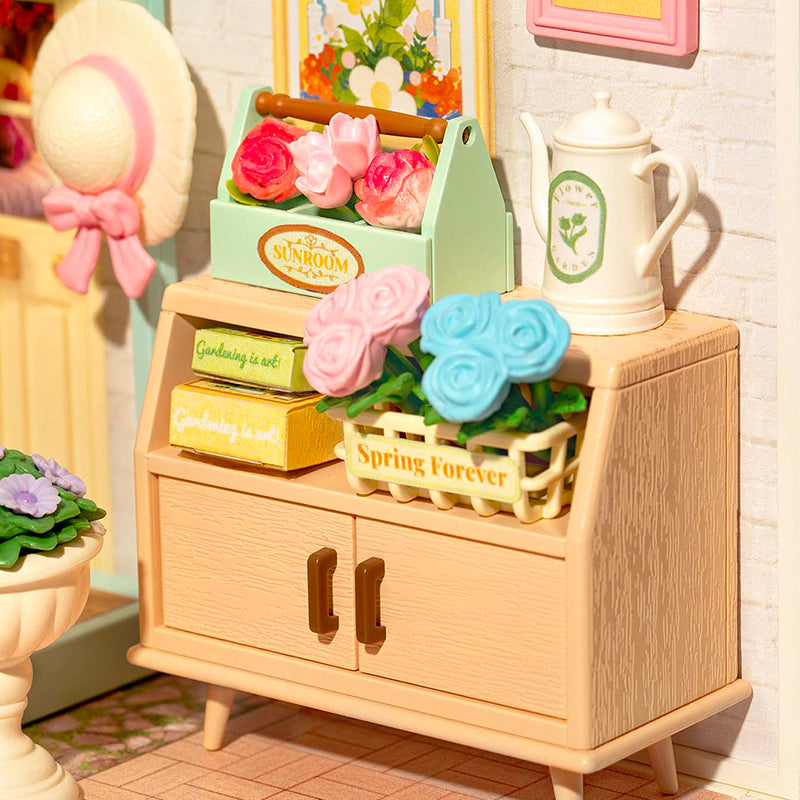 Robotime Blooming Tea Garden Miniature Kit - DIY Dollhouse