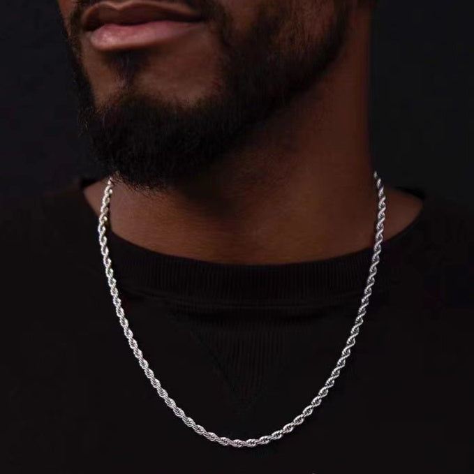 Stainless Steel Twist Chain Necklace - Minimalist Everyday Jewelry