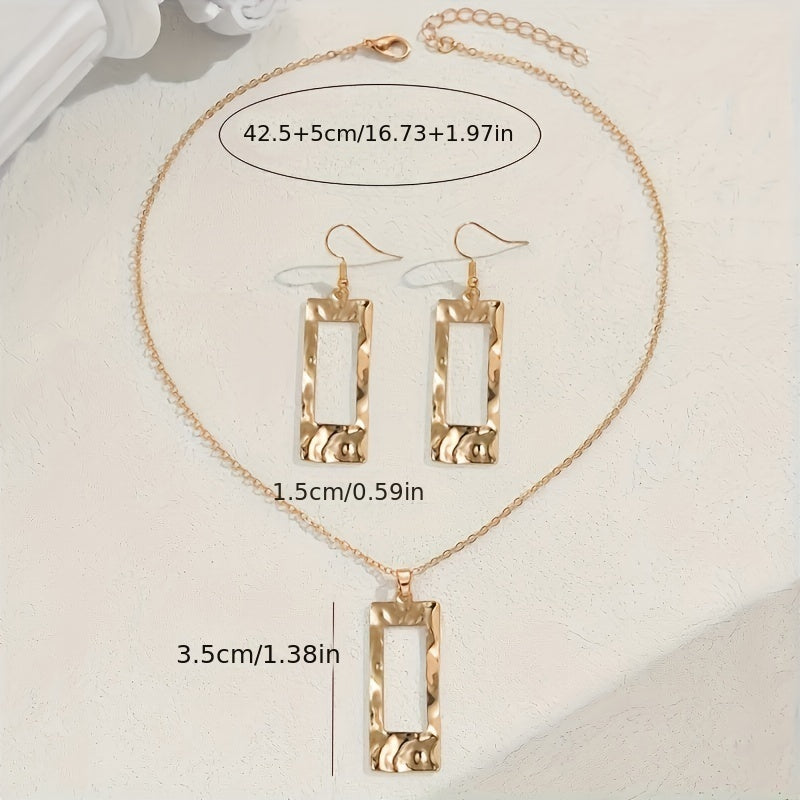 Hammered Geometric Necklace & Earring Set