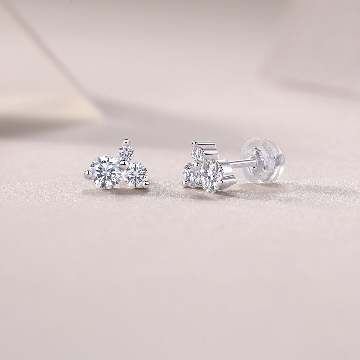 0.3 Carat Moissanite Stud Earrings - S925 Sterling Silver (Pair)