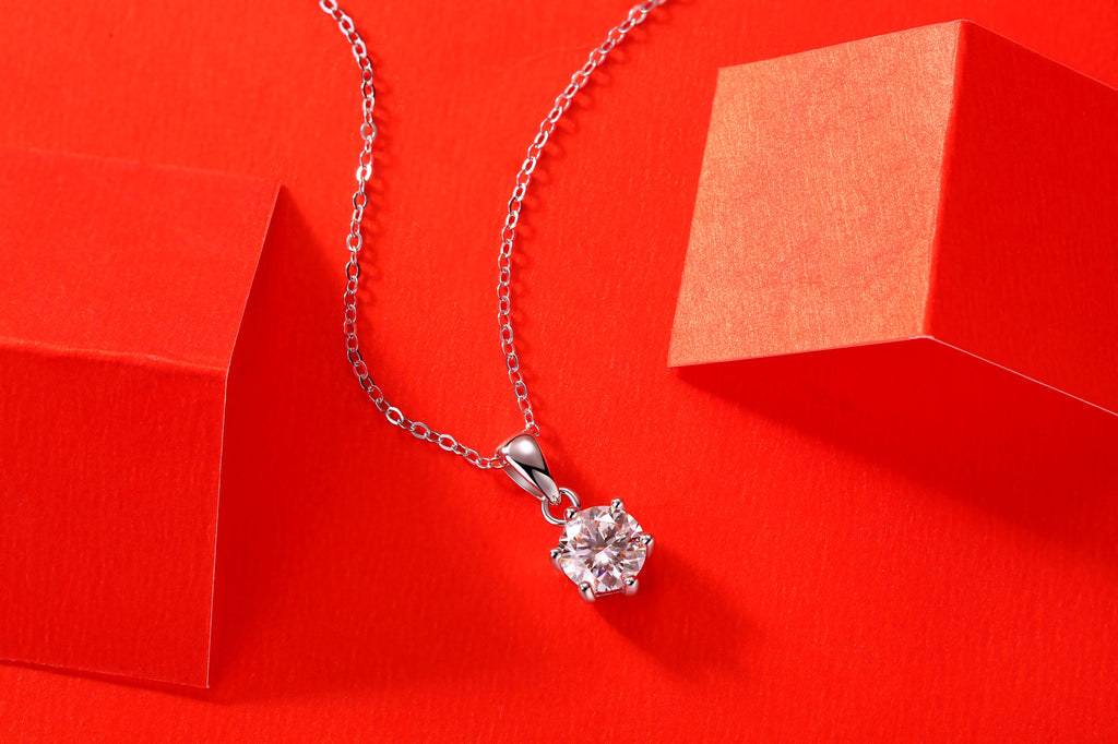 Moissanite Diamond Necklace Pendant — S925 Sterling Silver, 1ct / 2ct / 3ct