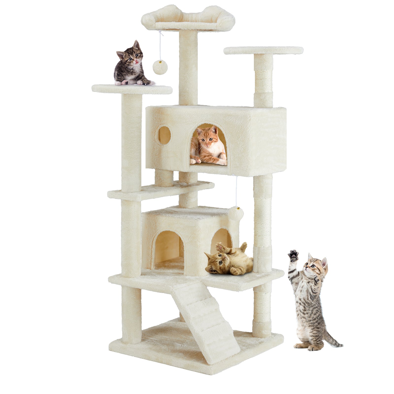 54" Multi-Level Cat Tree Tower with Scratching Posts