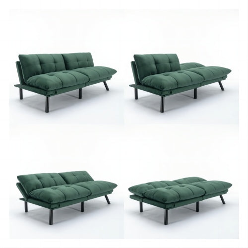 Emerald Green Convertible Sofa Bed - Modern Folding Futon Couch