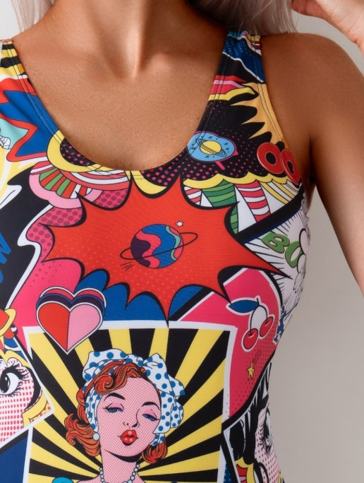 Women's Floral Print One-Piece Swimsuit - Ruffled Hem with Lace-Up Detail