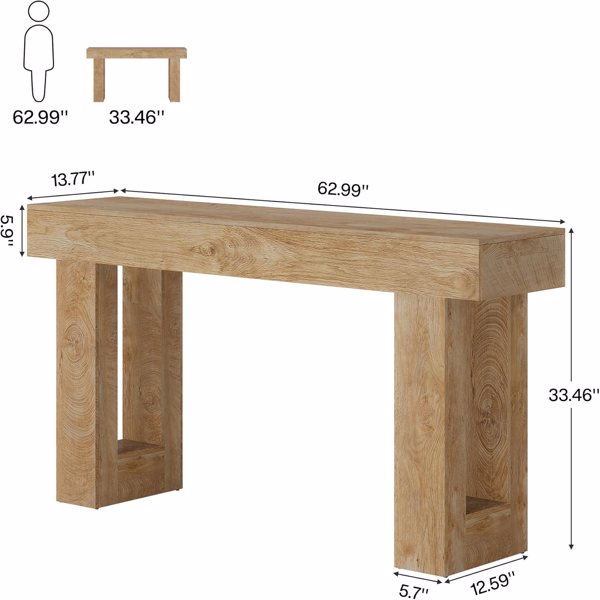 63" Farmhouse Console Table - Rustic Entryway & Sofa Table