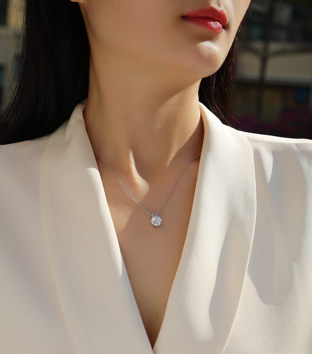 Romantic Mark 2-Carat Moissanite Pendant Necklace – S925 Sterling Silver