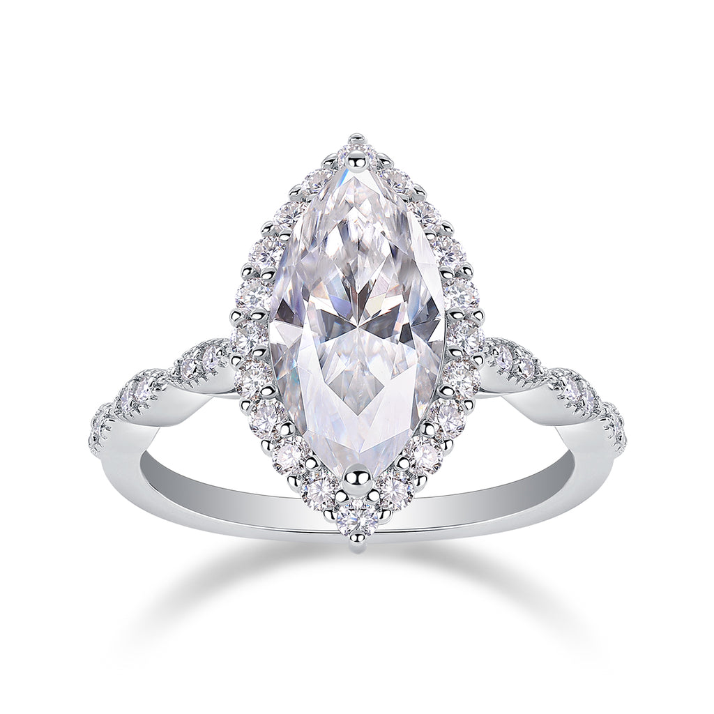 Marquise Moissanite Ring - S925 Sterling Silver Platinum-Plated