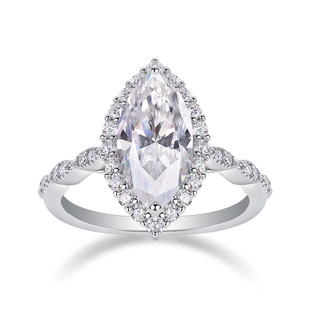 Marquise Moissanite Ring - S925 Sterling Silver Platinum-Plated