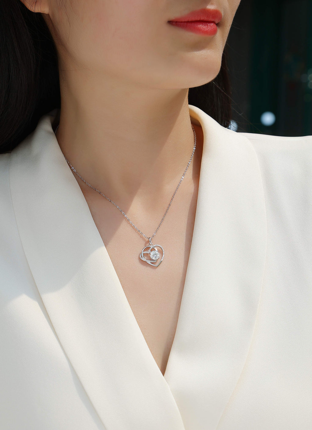 1 Carat Moissanite Necklace - S925 Sterling Silver Platinum-Plated with Chain