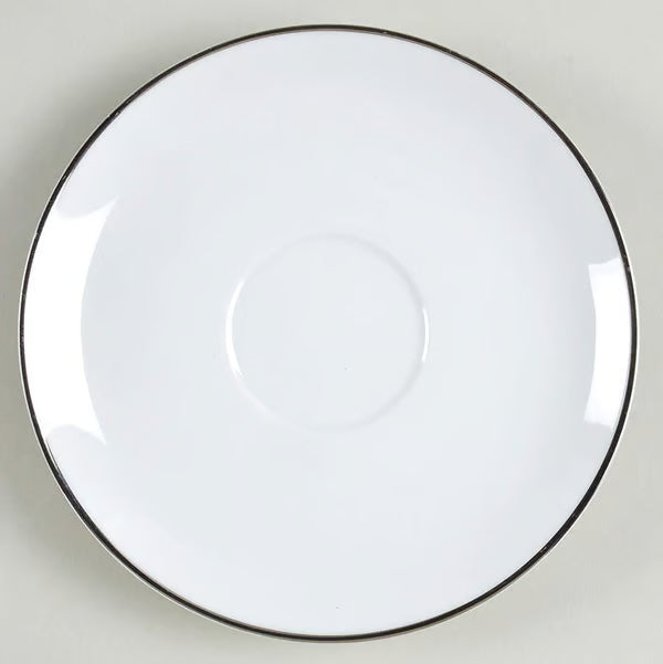 Noritake Colony Saucer - Vintage White Porcelain with Platinum Trim