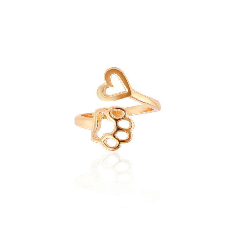 Cute Paw Print Open Ring - Gold or Silver