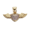 Heart with Angel Wings Necklace - Copper & Zircon Crystal
